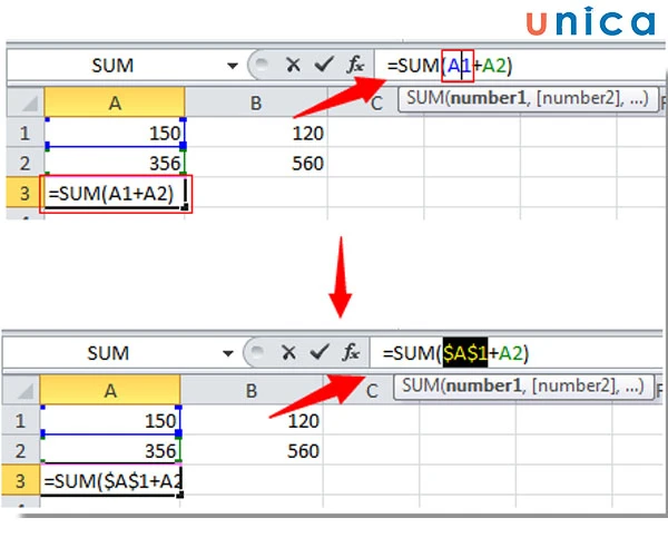 Cố định hàm trong Excel