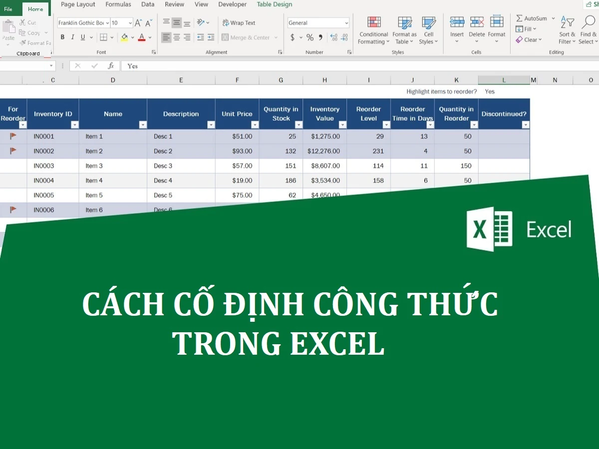 Cách cố định ô trong excel