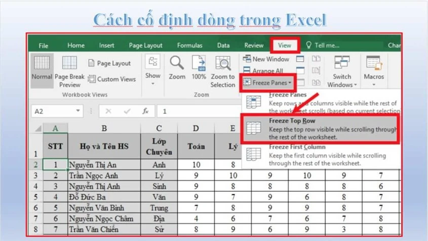 Cố định ô trong Excel