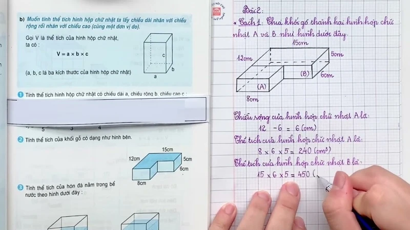 Cách tính thể tích hình hộp chữ nhật