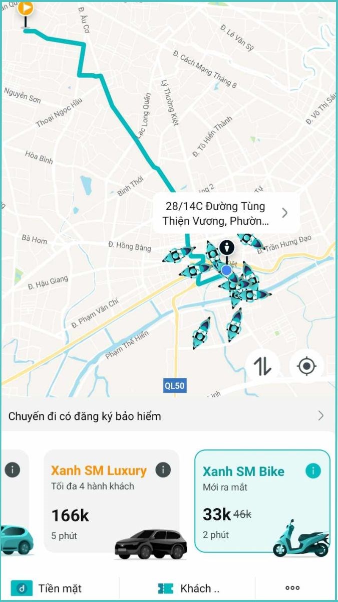 Xanh SM - Ứng dụng gọi xe điện taxi Vinfast trên điện thoại