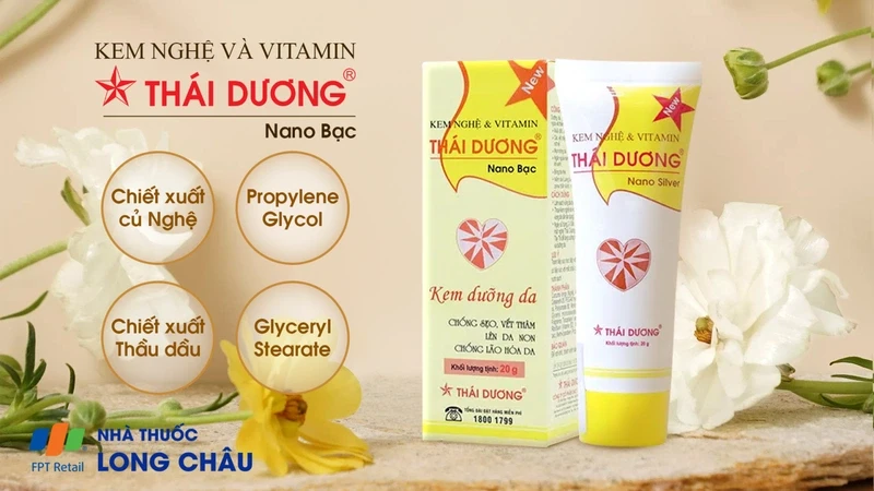 Kem nghệ và vitamin Thái Dương Nano Bạc dưỡng da, nhanh liền sẹo, mờ vết thâm, nám (20g)