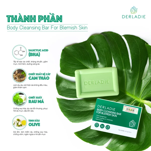 Xà Phòng Derladie Body Cleansing Bar For Blemish Skin Thanh Chân Cosmetics cửa hàng mỹ phẩm chính hãng