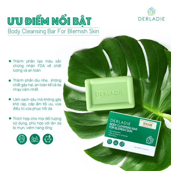 Xà Phòng Derladie Body Cleansing Bar For Blemish Skin Thanh Chân Cosmetics cửa hàng mỹ phẩm chính hãng